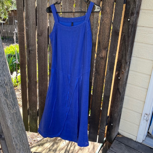 Inizio Linen Blue Dress Sz M - Picture 8 of 12
